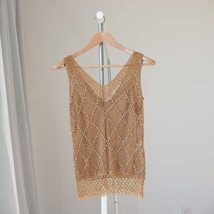 Gold Beaded sleeveless top